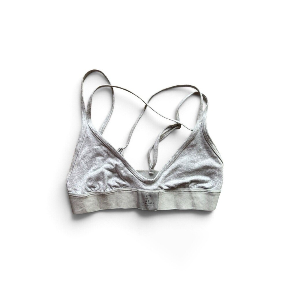 Aerie Grey Sports Bra Strappy Womens S Soft Loungewear No Pads Workouts Girly